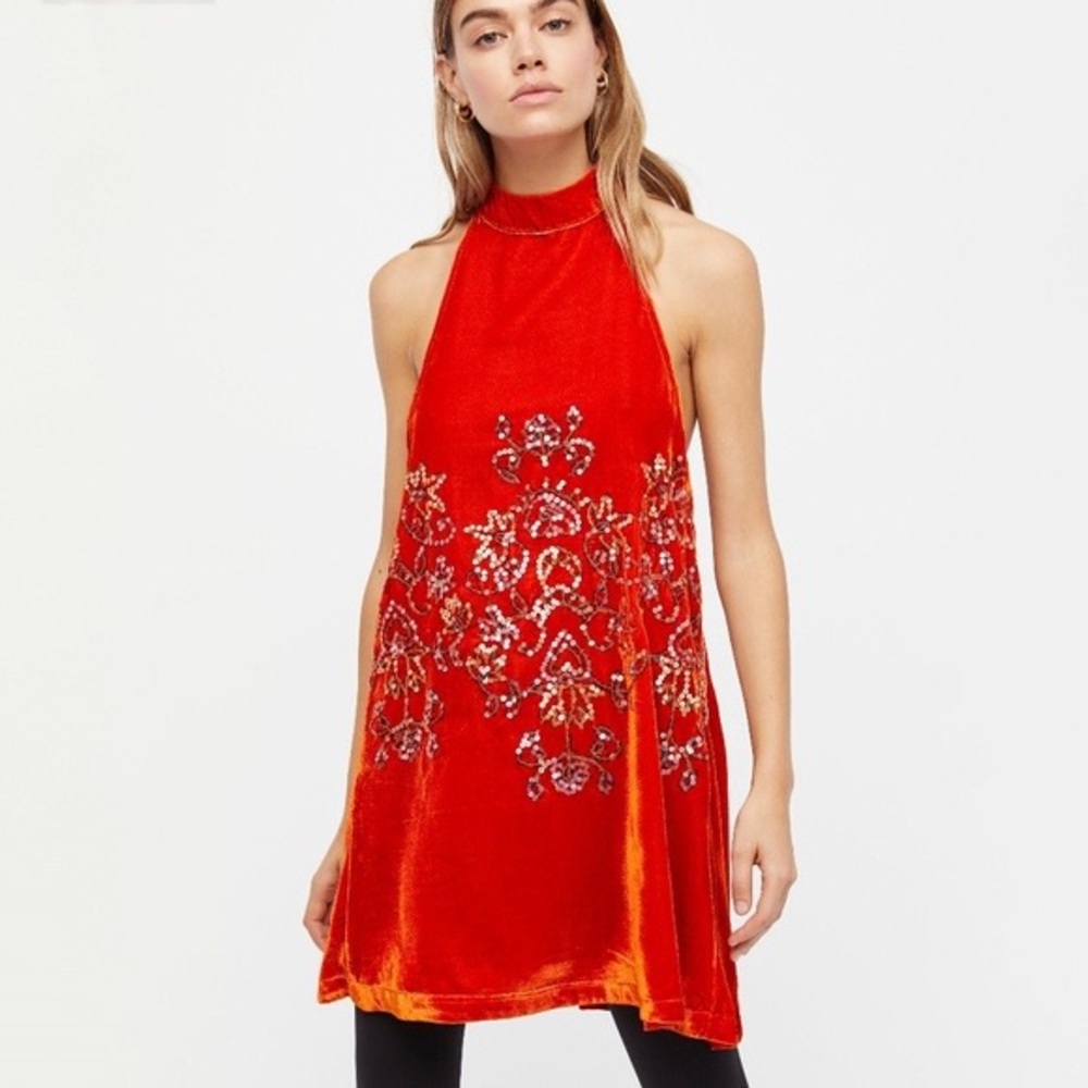 Free people Jills sequin swing dress orange/red
